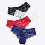 culottes dentelle noire, blanche, rouge et bleue