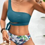 bikini asymétrique bleu turquoise