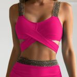 bikini taille haute rose