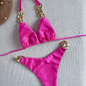 bikini rose chaine dorée